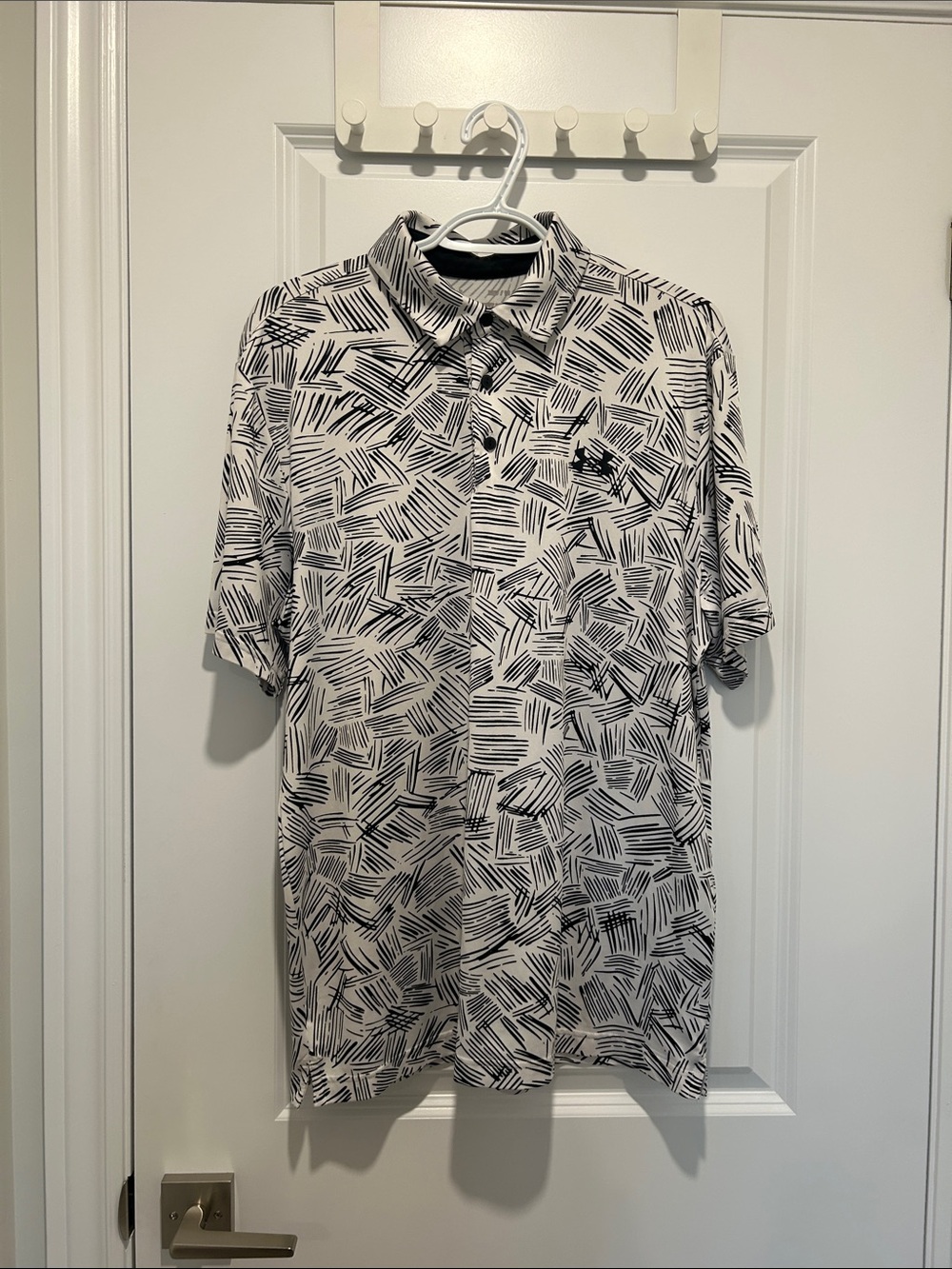Under Armour White & Black Abstract-Print Polo